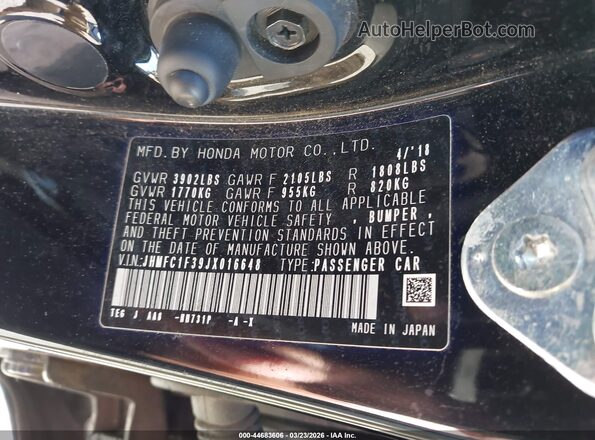 JHMFC1F39JX016648 2018 HONDA CIVIC Black 