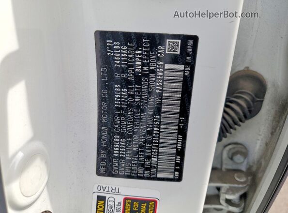JHMZC5F13LC001575 2020 HONDA CLARITY White 