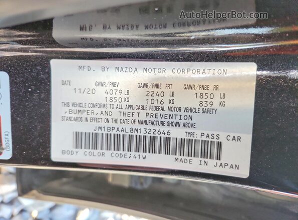 JM1BPAAL8M1322646 2021 MAZDA 3 Black Engine compartment view