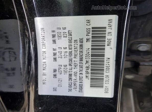 JM1BPABL7M1330414 2021 MAZDA 3 Black ძრავის განყოფილების ხედი
