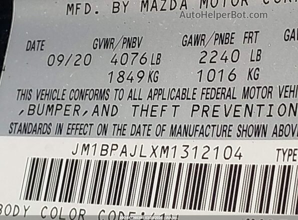 JM1BPAJLXM1312104 2021 MAZDA 3 Black Vista del compartimento del motor