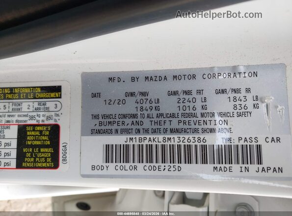 JM1BPAKL8M1326386 2021 MAZDA 3 White ძრავის განყოფილების ხედი
