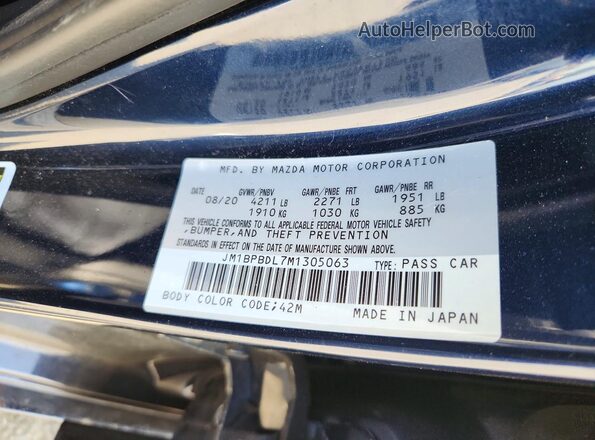JM1BPBDL7M1305063 2021 MAZDA 3 Blue Widok komory silnika