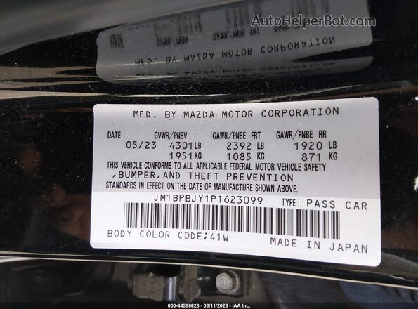 JM1BPBJY1P1623099 2023 MAZDA 3 Black 