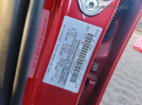 JM1BPBMM5K1128129 2019 MAZDA 3 Красный 