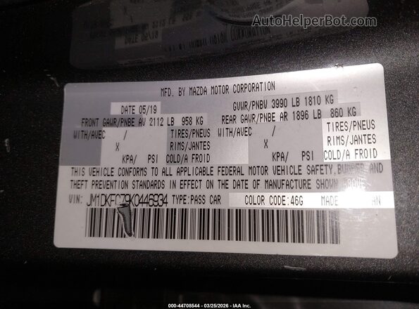 JM1DKFC79K0446934 2019 MAZDA CX-3 Gray Engine compartment view