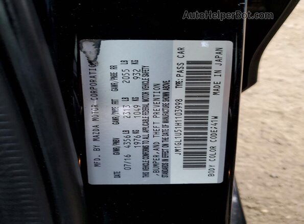 JM1GL1U51H1103998 2017 MAZDA 6 Черный Вид подкапотного пространства