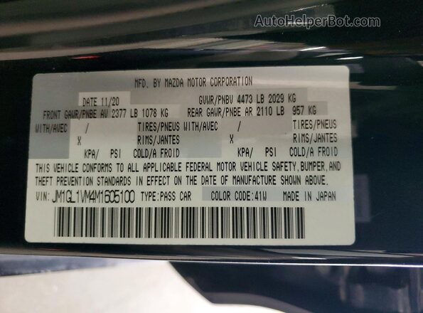 JM1GL1VM4M1605100 2021 MAZDA 6 Black 