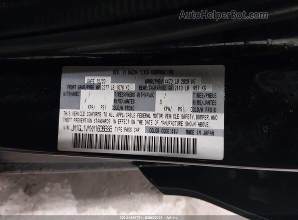 JM1GL1VMXM1606686 2021 MAZDA 6 Black Engine compartment view