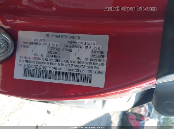 JM1NDAC70G0105382 2016 MAZDA MX-5 MIATA Red Vista del compartimento del motor