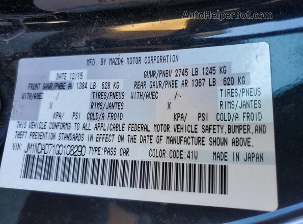 JM1NDAD71G0108290 2016 MAZDA MX-5 Black Engine compartment view