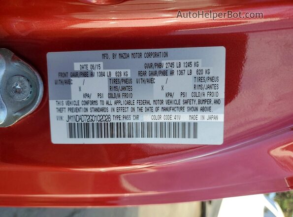 JM1NDAD72G0102028 2016 MAZDA MX-5 Red Engine compartment view