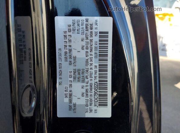 JM1NDAD76M0458204 2021 MAZDA MX-5 Black Widok naklejki z numerem VIN
