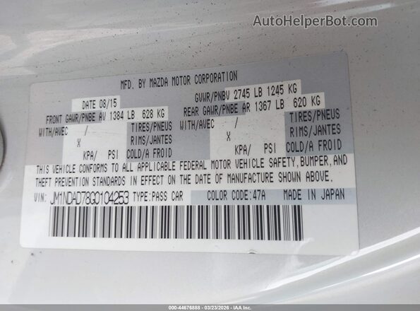 JM1NDAD78G0104253 2016 MAZDA MX-5 MIATA Green Widok komory silnika