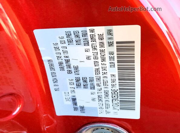 JM1NDAD79N0508546 2022 MAZDA MX-5 Red VIN კოდის სტიკერის ხედი