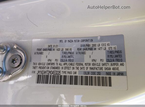 JM1NDAM72M0453226 2021 MAZDA MX-5 MIATA RF White Vista del compartimento del motor