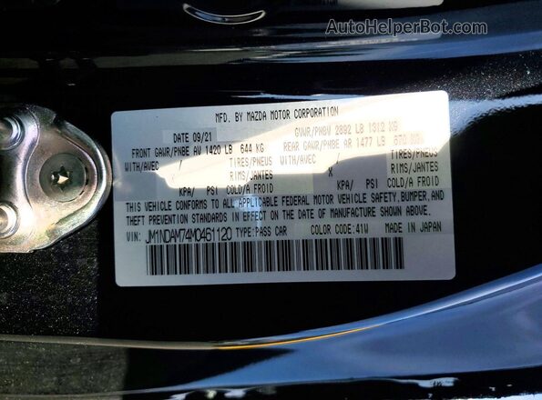 JM1NDAM74M0461120 2021 MAZDA MX-5 Black Vista del compartimento del motor