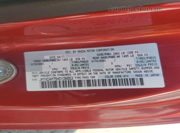 JM1NDAM75H0105653 2017 MAZDA MX-5 Red Vista del compartimento del motor