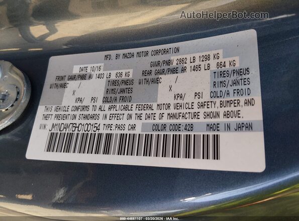 JM1NDAM76H0100154 2017 MAZDA MX-5 MIATA RF Blue Engine compartment view