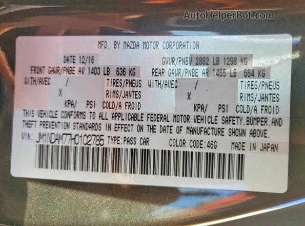 JM1NDAM77H0102785 2017 MAZDA MX-5 Gray Vista del compartimento del motor