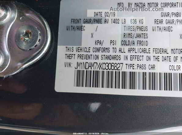 JM1NDAM7XK0306827 2019 MAZDA MX-5 MIATA RF Black Widok komory silnika