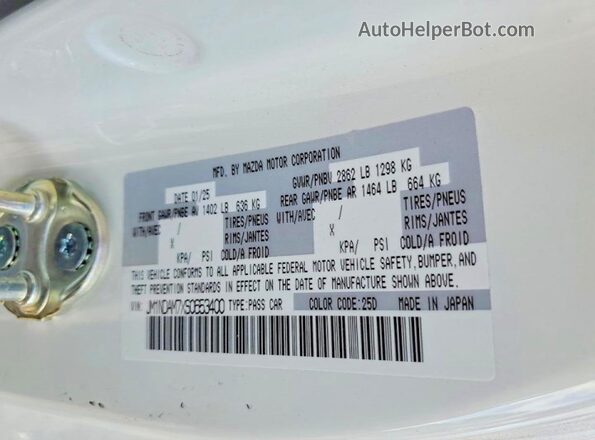 JM1NDAM7XS0653400 2025 MAZDA MX-5 White ძრავის განყოფილების ხედი