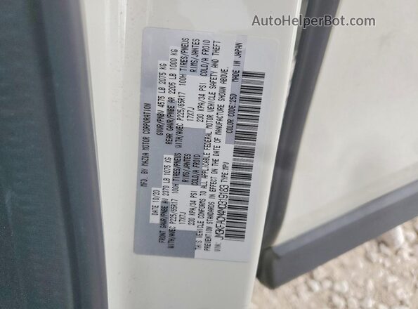 JM3KFACM4M0319183 2021 MAZDA CX-5 White Vista de la etiqueta del VIN
