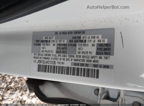 JM3KFADL4H0131839 2017 MAZDA CX-5 White Widok komory silnika