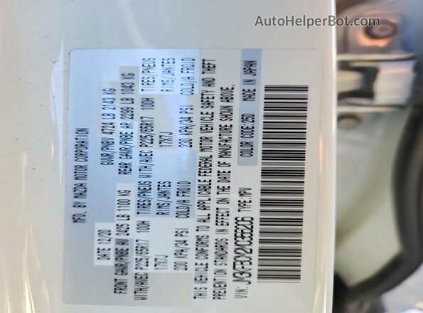 JM3KFBCM2M0356206 2021 MAZDA CX-5 White Vista de la etiqueta del VIN