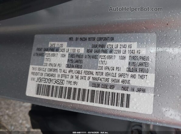 JM3KFBCM3M1345290 2021 MAZDA CX-5 Silver Widok komory silnika