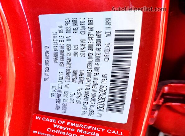 JM3KJDHC8S1104378 2025 MAZDA CX-70 Red VIN sticker view