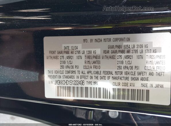 JM3KKCHD1S1222496 2025 MAZDA CX-90 Black 
