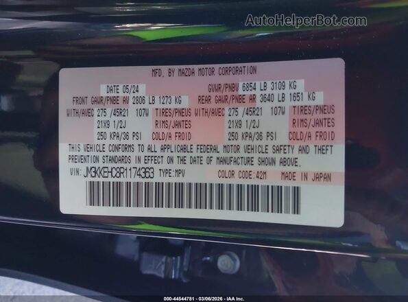 JM3KKEHC8R1174363 2024 MAZDA CX-90 Blue Vista del compartimento del motor