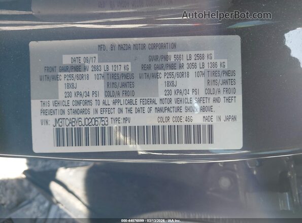 JM3TCABY6J0206753 2018 MAZDA CX-9 Черный Вид подкапотного пространства
