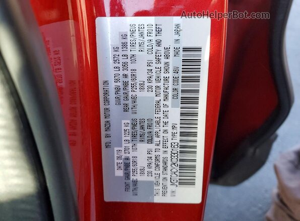 JM3TCACY2K0330163 2019 MAZDA CX-9 Красный 