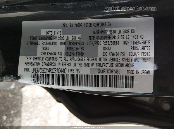 JM3TCBCY4K0310440 2019 MAZDA CX-9 Gray 
