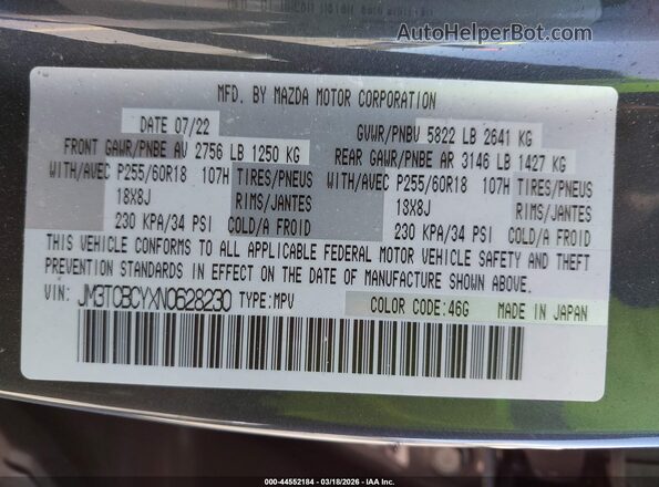 JM3TCBCYXN0628230 2022 MAZDA CX-9 Серый Вид подкапотного пространства
