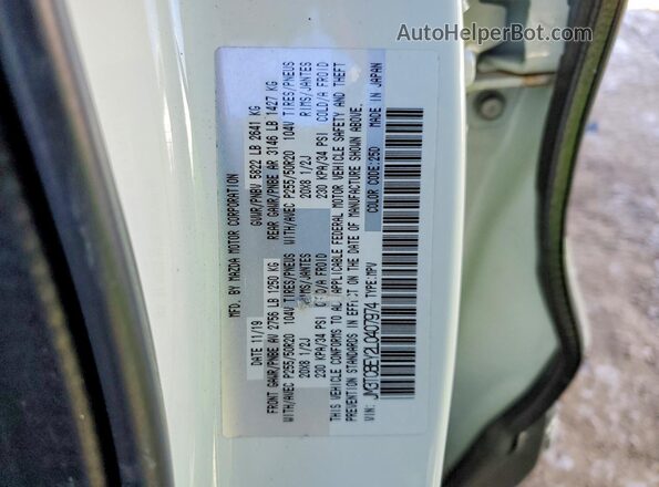 JM3TCBEY2L0407974 2020 MAZDA CX-9 White Vista de la etiqueta del VIN