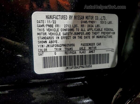 JN1AF0BA2PM405856 2023 NISSAN ARIYA Black Widok naklejki z numerem VIN