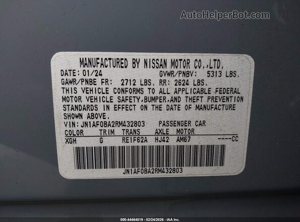 JN1AF0BA2RM432803 2024 NISSAN ARIYA Серый Вид подкапотного пространства