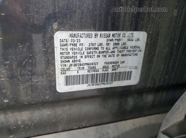 JN1BF0BA0PM409327 2023 NISSAN ARIYA Gray Vista de la etiqueta del VIN
