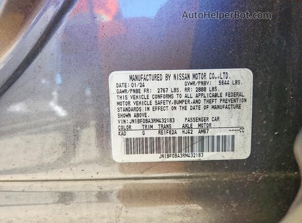 JN1BF0BA3RM432183 2024 NISSAN ARIYA Серый Панорамный вид салона 360°