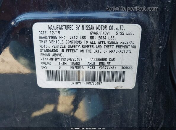 JN1BY1PR1GM720487 2016 INFINITI Q70L Dark Blue Vista del compartimento del motor