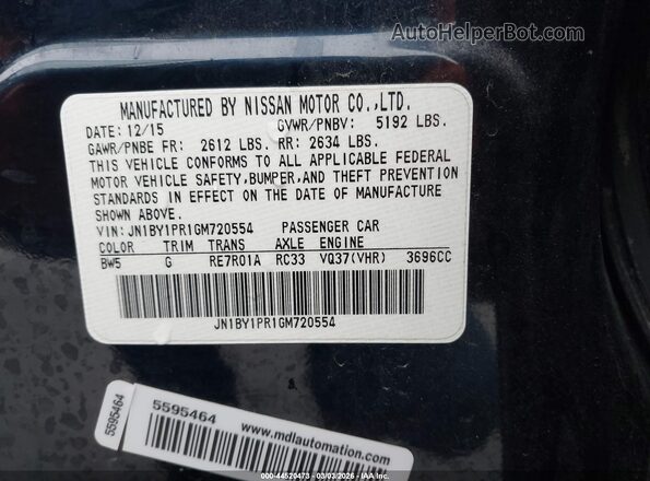 JN1BY1PR1GM720554 2016 INFINITI Q70L Blue ძრავის განყოფილების ხედი