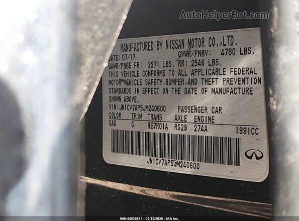 JN1CV7AP5JM240600 2018 INFINITI Q50 Black Вид підкапотного простору