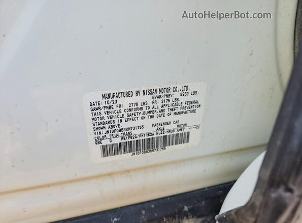 JN1DF0BB3RM731755 2024 NISSAN ARIYA White VIN կոդի պիտակի տեսք