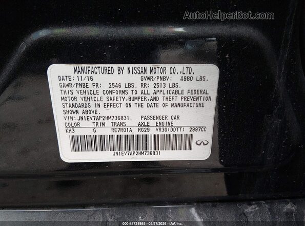 JN1EV7AP2HM736831 2017 INFINITI Q50 Черный Вид подкапотного пространства