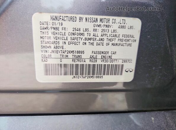 JN1EV7AP2KM518895 2019 INFINITI Q50 Gray 