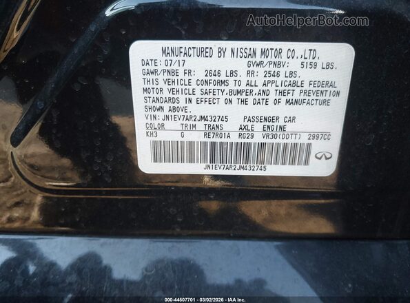 JN1EV7AR2JM432745 2018 INFINITI Q50 Black Շարժիչի բաժամունքի տեսք