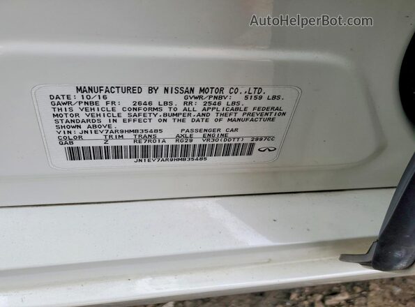JN1EV7AR9HM835485 2017 INFINITI Q50 Белый Вид подкапотного пространства